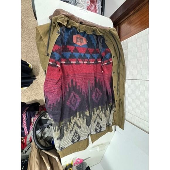 "Woolrich" VNTG Aztec Wool Lined Trench Barn Chore Horses 1883 1923 Coat SZ M - Picture 4 of 16